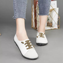 Carica l&#39;immagine nel visualizzatore di Gallery, Women Genuine Leather Shoes Ballerina Lace Up Flats Loafers