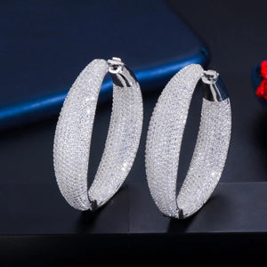 Micro Pave Cubic Zirconia Round Hoop Earrings Women Wedding Bridal Jewelry ce03 - www.eufashionbags.com