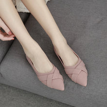 Carica l&#39;immagine nel visualizzatore di Gallery, Pink Women Flats Flock Leather Shoes Heel Pointed Toe Slip on Shoes q5