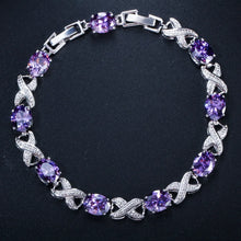 画像をギャラリービューアに読み込む, Silver Color Cross Bracelets High Quality Round Cubic Zirconia For Women Chain Link Wedding Jewelry x17