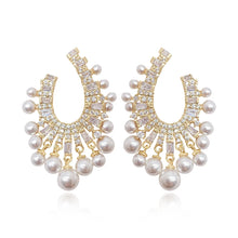 Load image into Gallery viewer, Fashion Crystal Pearl Tassel Earrings Ethnic Geometric Women Jewelry