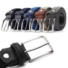 Charger l&#39;image dans la galerie, Belt Elastic For Men Leather Top Tip Military Tactical Strap Canvas Stretch Braided Waist Belts
