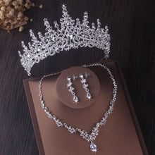 画像をギャラリービューアに読み込む, Silver Color Crystal Bridal Jewelry Sets Rhinestone Tiaras Crown Necklace Earrings bj16 - www.eufashionbags.com