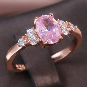 Romantic Pink AAA Cubic Zircon Stone Princess Rings Engagement Accessories