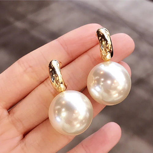 Big Round Imitation Pearl Drop Earring for Women Anniversary Nice Gift Wedding Earrings
