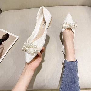 Spring Summer Pearls Women Flat Shoes Slip on Casual Flats q22
