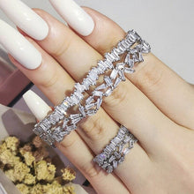 Carica l&#39;immagine nel visualizzatore di Gallery, Luxury silver color bride Dubai Jewelry Set Bracelet Band Ring for Women mj21 - www.eufashionbags.com