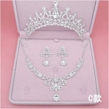 画像をギャラリービューアに読み込む, Bridal Jewelry Sets Crown Necklace Earrings Four Pack Silver Women&#39;s Fashion Wedding Tiaras(excluding boxes)