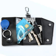 Laden Sie das Bild in den Galerie-Viewer, Genuine Cow Leather Housekeeper Holders Keychain Key Holder Bag Case Unisex Wallet Cover a96