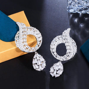 Luxury Full Cubic Zirconia Pave Earrings Long Drop Dangle Wedding Festive Jewelry b116