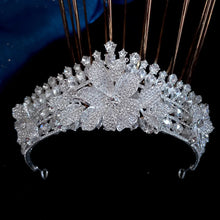Load image into Gallery viewer, Luxury Silver Color Crystal Bridal Tiaras Crown Rhinestone Pageant Diadema Collares Headpieces Wedding Hair Accessories