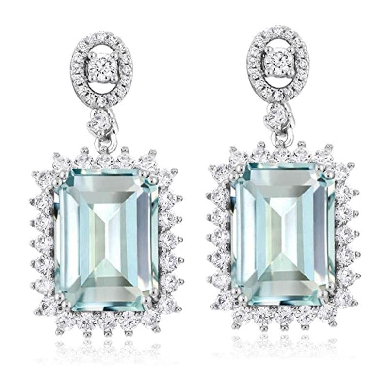 Light Blue Cubic Zircon Dangle Earrings Women Fashion Ear Jewelry he210 - www.eufashionbags.com