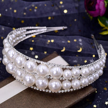 Cargar imagen en el visor de la galería, Luxury Rhinestone Pearls Bridal Headbands for Women Prom Party Dress Hair Jewelry Fashion Tiaras Crown Head Accessory
