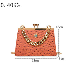 Carica l&#39;immagine nel visualizzatore di Gallery, PU Leather Evening Clutch Clip Messenger Bag Women Shoulder Bags  Chain Sling Bag a139