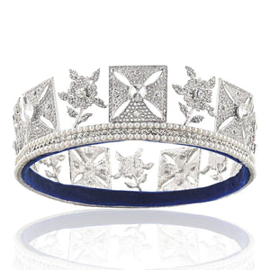 Women Round Big Tiaras Pearls Crown Baroque Royal Queen Diana Crowns bc02 - www.eufashionbags.com