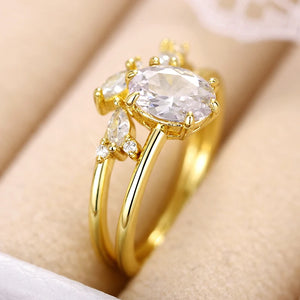 2Pcs Trendy Set Rings for Women Fancy Finger Accessories Wedding Jewelry n210