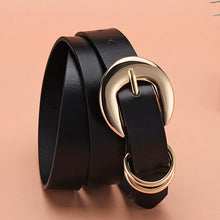 Cargar imagen en el visor de la galería, PU Leather Belt For Women Gold Pin Buckle Jeans Black Belts Designer High Quality Trouser Belts