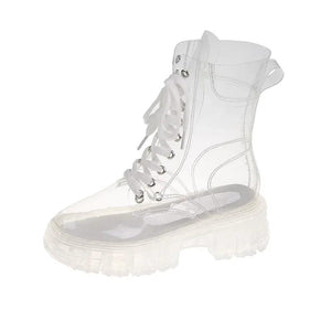 Fashion Women Transparent Platform Boots Waterproof Ankle Boots m29 - www.eufashionbags.com