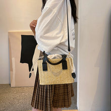 Load image into Gallery viewer, Women&#39;s Grass Woven Handbag Drawstring Bucket Shoulder Crossbody Bag Travel Bohemian Vacation Beach Bag