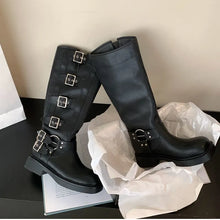 Cargar imagen en el visor de la galería, Fashion Winter High Women Boots Metal Decoration Knee High Boots h30