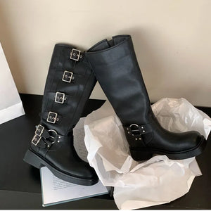 Fashion Winter High Women Boots Metal Decoration Knee High Boots h30