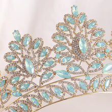 Load image into Gallery viewer, Pink Opal Wedding Big Crown Princess Headdress Crystal Tiaras Rhinestone Diadem Hair Jewelry
