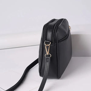 Large Three Zipper Crossbody Bag New Fashionable and Simple Diamond Shaped Wave Embroidered Monochrome Camera Bag