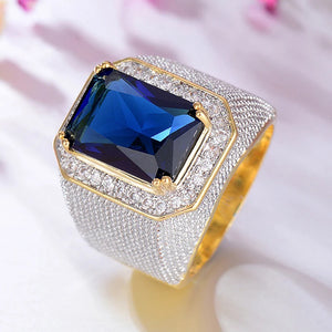 Blue/Black Cubic Zirconia Wide Ring for Women Wedding Engagement Luxury Accessories