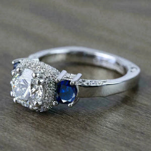Blue/White Cubic Zirconia Wedding Rings Anniversary Party Temperament Lady Accessory Jewelry