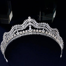 Charger l&#39;image dans la galerie, Silver Color Crystal Leaf Bridal Jewelry sets Rhinestone Crown Tiaras Choker Necklace Earrings bn01 - www.eufashionbags.com