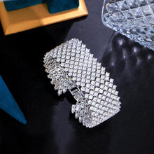 画像をギャラリービューアに読み込む, Round Cubic Zirconia Paved Chunky Wide Tennis Bracelets for Wedding Jewelry cw17 - www.eufashionbags.com