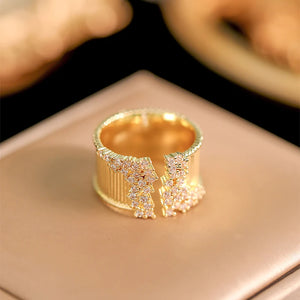 Gold Color Geometric Zircon Ring Luxury Men's Hip Hop Fashion Accessories