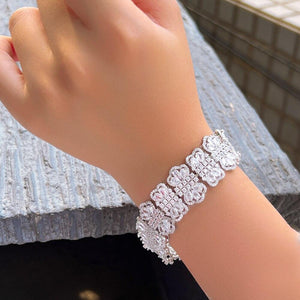 Luxury Flower Cluster Round White CZ Bracelets for Women cw47 - www.eufashionbags.com