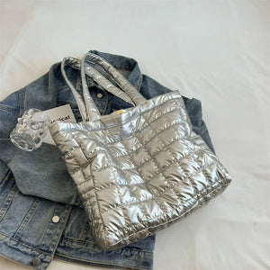 Winter New Tote Bag For Women Space Cotton Handbag Large Shoulder Bag Fashion Cloth Bag