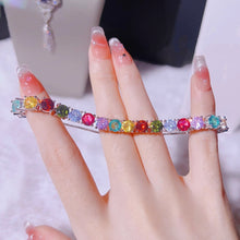 画像をギャラリービューアに読み込む, Silver Color Rainbow Cubic Zirconia Bracelet for Women Girl Colorful Tennis Bracelet x52