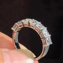 Cargar imagen en el visor de la galería, Fashion Princess Square Crystal Cubic Zirconia Rings for Women Luxury Wedding Band Accessories Eternity Female Jewelry