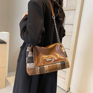 Small Soft Woolen Shoulder Bag for Women Winter Fashion Chain Bag x289