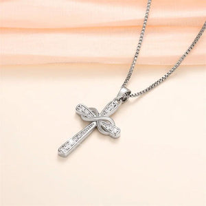 Twist Cross Design Women's Pendant Necklace Silver Color Box Chain Fancy Gift - www.eufashionbags.com