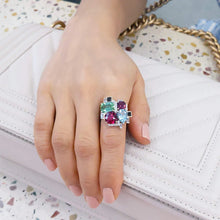 Laden Sie das Bild in den Galerie-Viewer, Colorful Cubic Zirconia Women Rings for Party Two Tone Personality Finger Rings