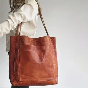 Large Tote Bag, Fashion Retro Faux Leather Shoulder Bag, Women's Simple Versatile Casual Handbag & Purse
