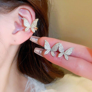 Fashion Cubic Zirconia Butterfly Clip Earrings Daily Wear Jewelry he17 - www.eufashionbags.com