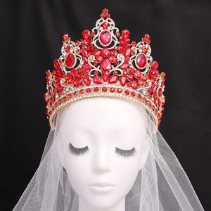 Luxury Big Forest Miss Universe Crystal Royal Queen Witch Crowns Rhinestone Wedding Hair Accessories