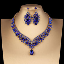 Carica l&#39;immagine nel visualizzatore di Gallery, Luxury Crystal Choker Necklace Earrings Set Rhinestone Bridal Jewelry Sets bj30 - www.eufashionbags.com