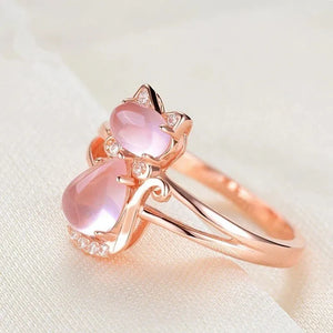 Cute Pink Cat Finger Ring for Women Animal Girls Rings Daily Wear Accessories t71