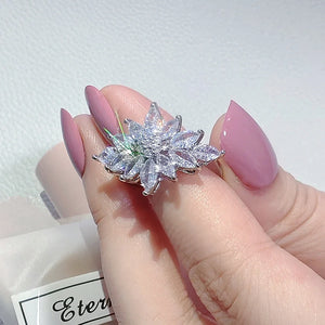 Luxury Flower Engagement Rings for Women  Christmas Gift Jewelry n15