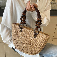 Laden Sie das Bild in den Galerie-Viewer, 2024 New Summer Women Straw Beach Bag Large Handbag Handmade Shoulder Bag a168