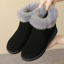 Charger l&#39;image dans la galerie, Round Toe Fur Women Snow Boots Genuine Leather Ankle Boots q159