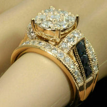画像をギャラリービューアに読み込む, Blue Cubic Zirconia Women Rings Luxury Gold Color Finger Accessories for Wedding Anniversary Party Jewelry