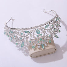 Load image into Gallery viewer, Silver Color Opal Tiaras Crown Rhinestone Headband Wedding Hair Jewelry bc53 - www.eufashionbags.com