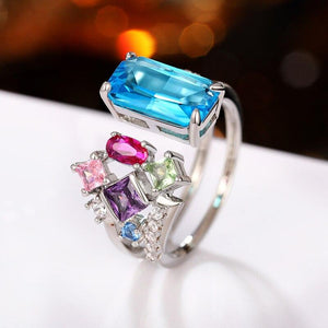 New Trendy Colorful Cubic Zirconia Opening Rings Women Geometric Jewelry hr56 - www.eufashionbags.com